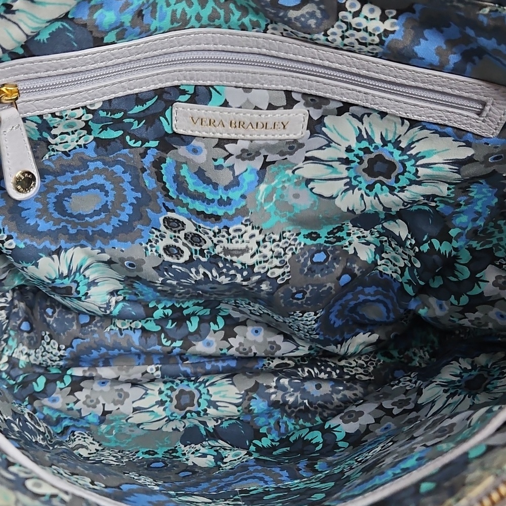 Vera Bradley Light Lavender Leather Leah Large Quilted Tote 15" x 13" - Picture 6 of 10